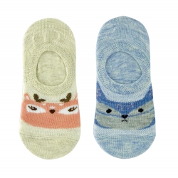 Сліди (шкарпетки) для дівчаток 2 пари Midini Мордочки блакитні + бежеві