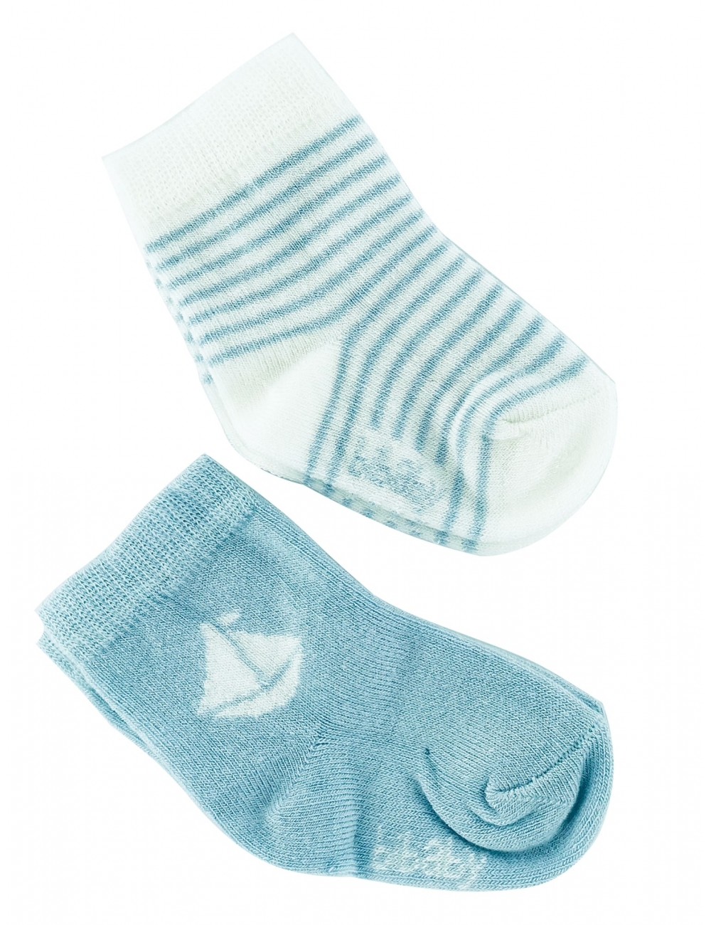 Носочки для новорожденных бамбуковые 2шт тм " Bibaby " белые+голубые