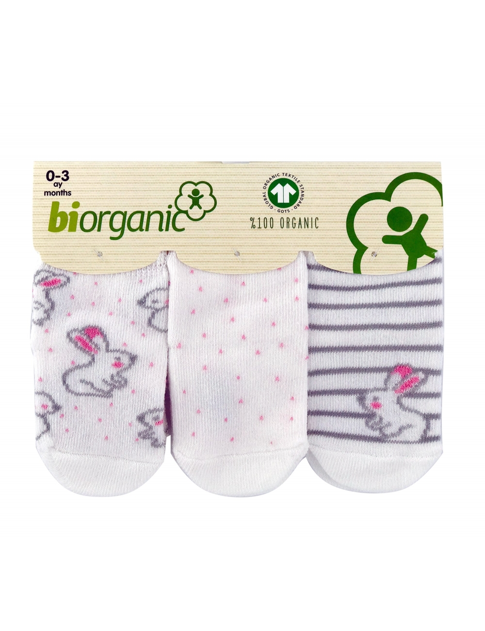 Носочки для новорожденных 3шт тм " Bibaby " белые зайчики