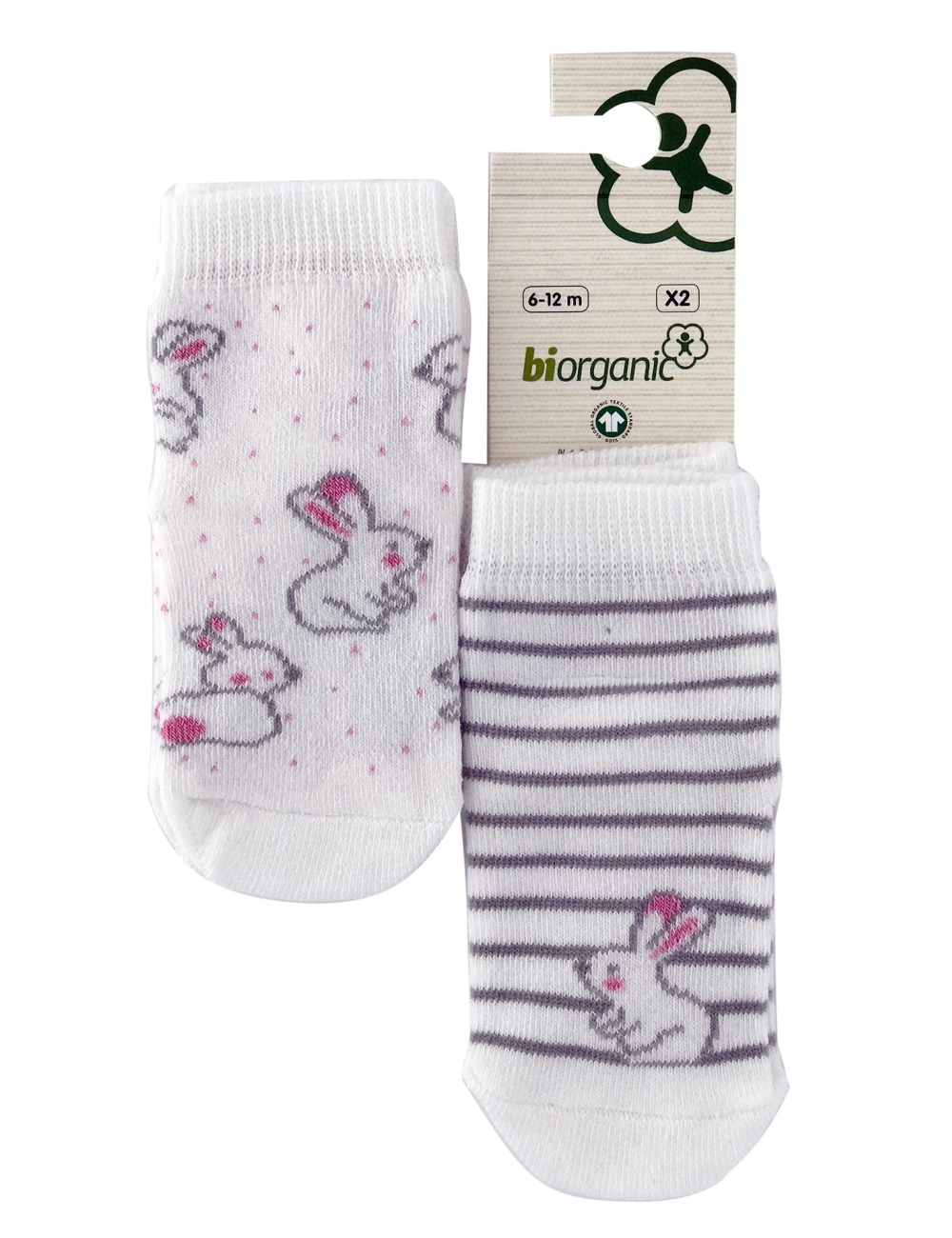Шкарпетки для новонароджених 2шт тм &quot;Bibaby&quot; білі зайчики