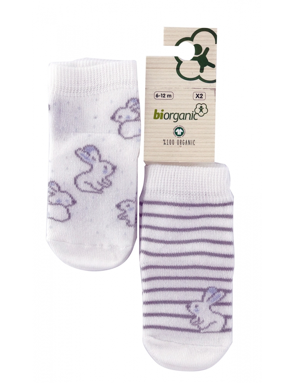 Носочки для новорожденных 2шт тм " Bibaby " зайчики с голубым