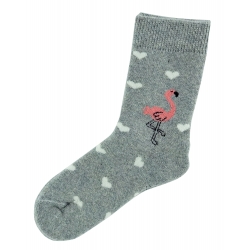 Теплі шкарпетки для дівчинки тм &quot;Erinoks&quot; Фламінго на сірому