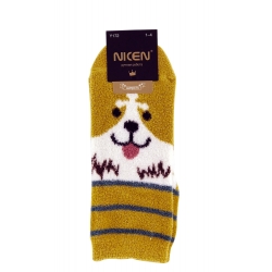 Дитячі вовняні шкарпетки для хлопчиків Собачка гірчичні