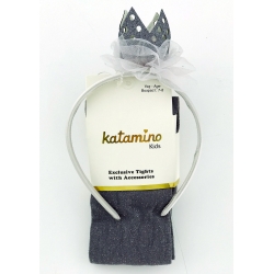 Колготки капроновые для девочки люрекс с обручем тм"Katamino" серые