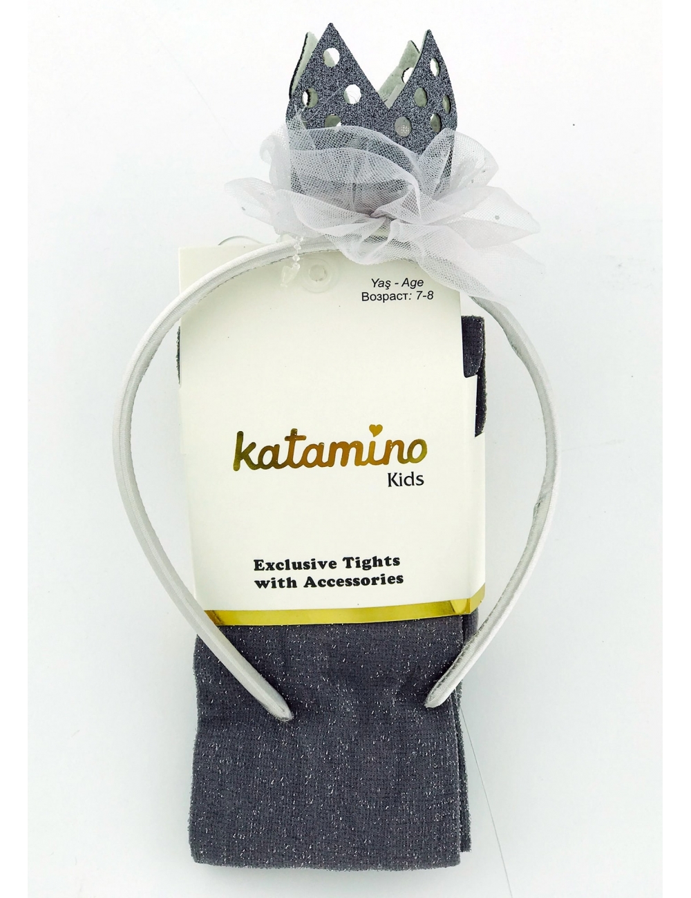 Колготки капронові для дівчинки люрекс з обручем тм "Katamino" сірі