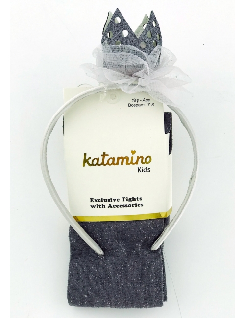 Колготки капронові для дівчинки люрекс з обручем тм "Katamino" сірі