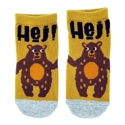 Дитячі шкарпетки з тормозком для хлопчиків тм Yo ведмедик гірчичні