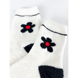 Плюшеві шкарпетки ТМ "Корона" білі квітка