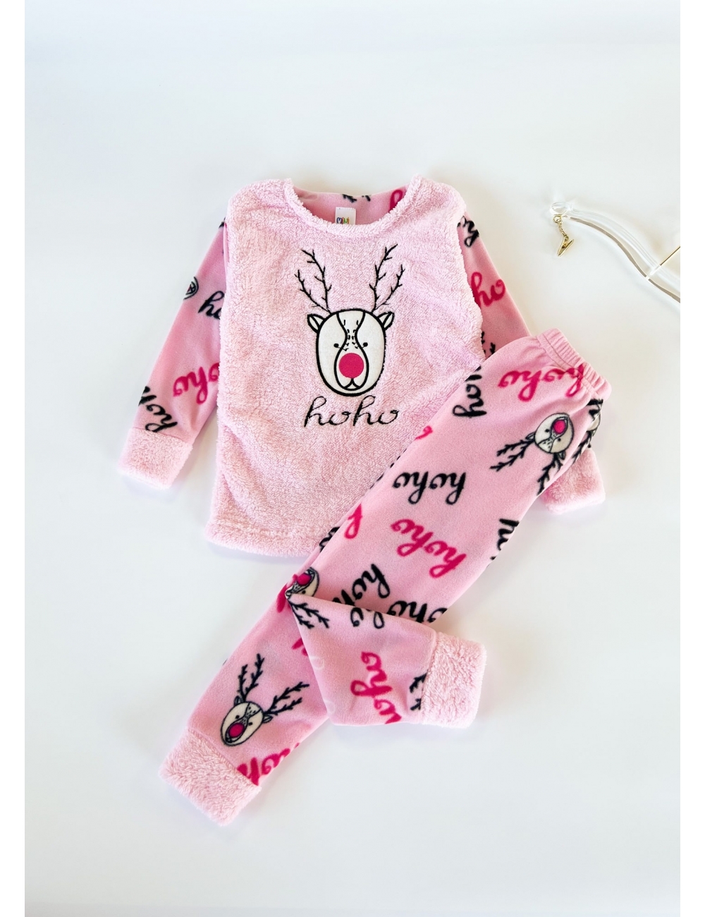 Пижама для двочки махровая тм " Mini Moon" олень розовая