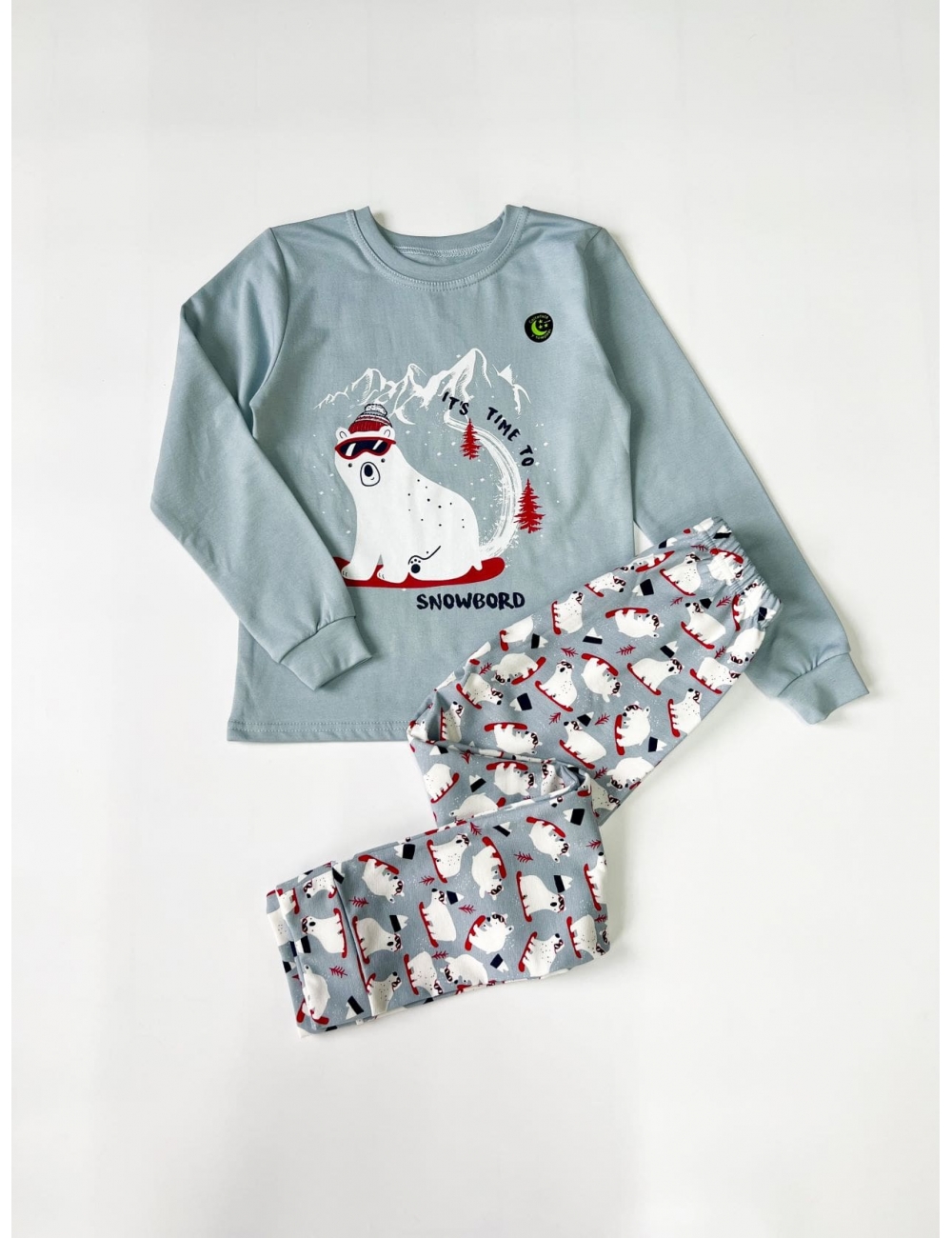 Пижама для мальчика теплая тм" Фламинго" Медведь и сноуборд