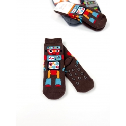 Махрові дитячі шкарпетки для хлопчиків тм "Bross" Робот коричневі