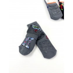 Махровые детские носки для мальчиков тм" Bross " робот серые