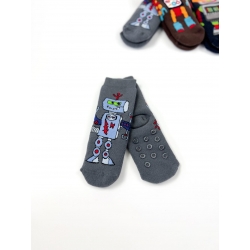 Махрові дитячі шкарпетки для хлопчиків тм "Bross" Робот сірі