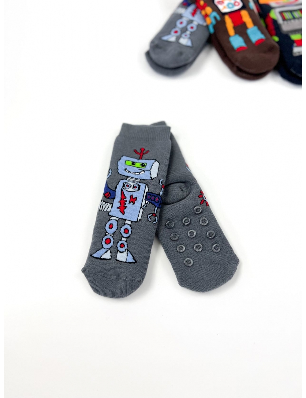 Махровые детские носки для мальчиков тм" Bross " робот серые