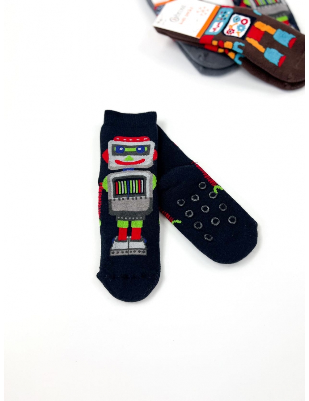 Махрові дитячі шкарпетки для хлопчиків тм "Bross" Робот сині